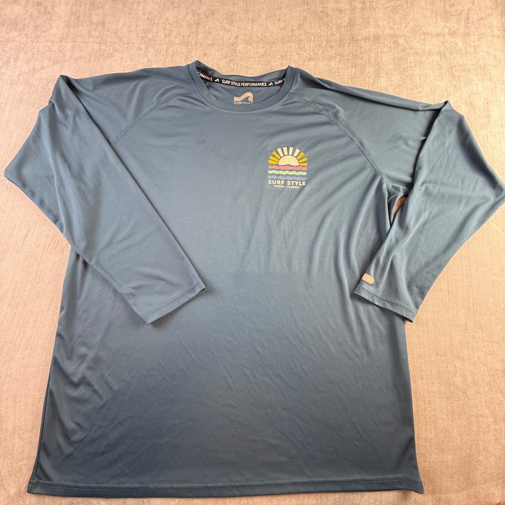 Surf Style‎ Mens XXL Blue Long Sleeve Rash Guard UPF 50+ Destin Florida